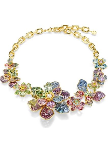 5717157 Swarovski Kolye İdyllia Necklace, Mixed Cuts, Pave, Flower, Multicolored, Gold-Tone Plated