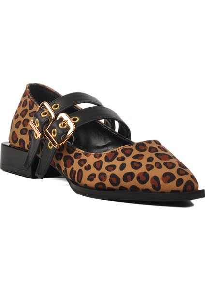 Taba Leopaer Desenli Kemerli Kadın Babet 458324 Z modelleri