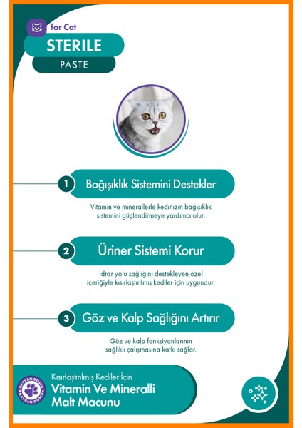 Sterile Paste 100 gr – Kısırlaştırılmış Kedilere Uygun Vitamin Destekli Macun
