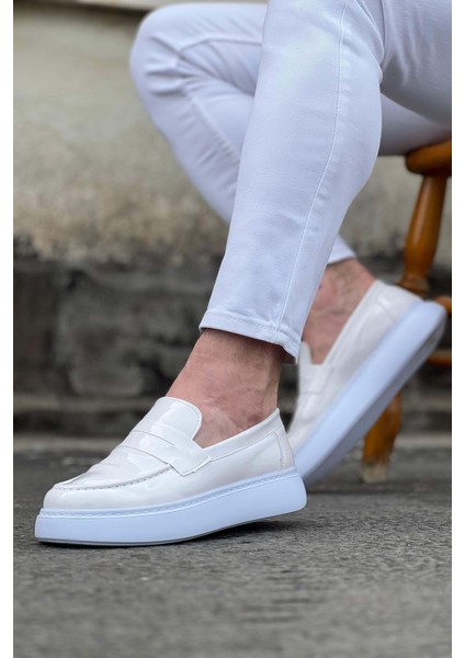 WG161 Beyaz Rugan Erkek Casual Ayakkabı