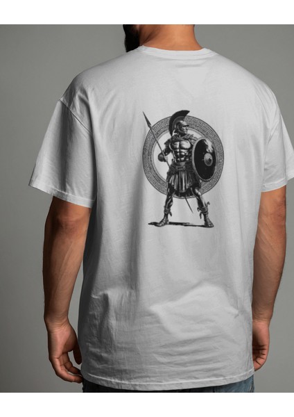 Spartan Savaşçı Sırt Baskılı Oversized Tişört