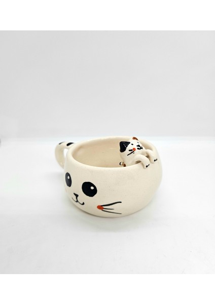 El Yapımı Seramik Kupa, Kedi Figürlü, Benzersiz Kupa, Hediyelik Kupa, Seramik Mug