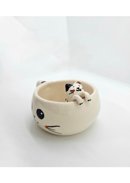 El Yapımı Seramik Kupa, Kedi Figürlü, Benzersiz Kupa, Hediyelik Kupa, Seramik Mug