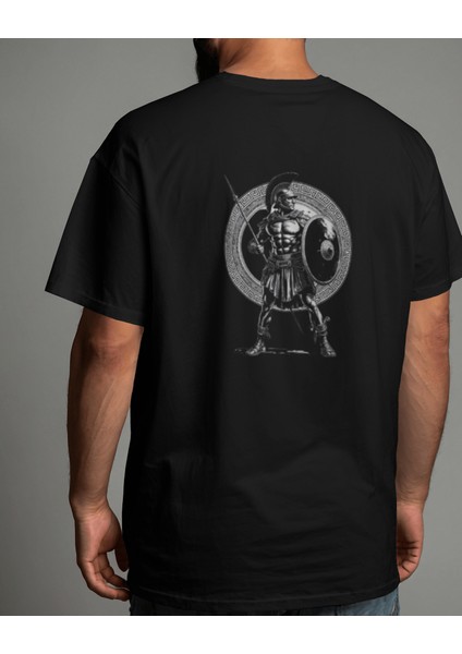 Spartan Savaşçı Sırt Baskılı Oversized Tişört
