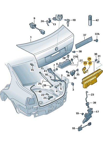 Vw Bora Sedan 1999-2005 Arka Bagaj Kilit Taşıyıcı Sac 1J5827425F modelleri