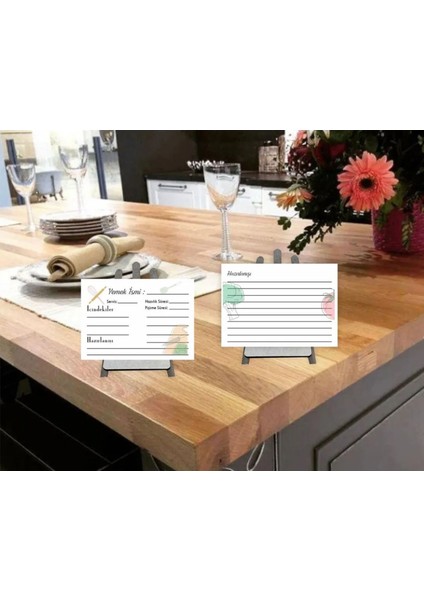 9X12 cm Yemek Tarif Kartları 18 Adet Çift Taraf Baskılı Masaüstü Ayaklı Şövale fiyatları