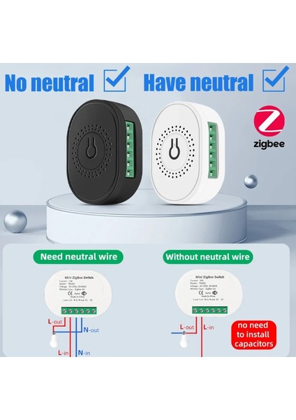 Zigbee Tuya 2 Yollu Mini Akıllı Anahtar 16A TMZ02