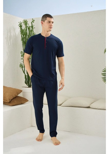 Büyük Beden Kısa Kol Erkek Pijama Takım 2207