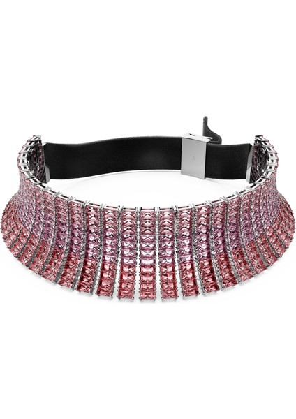 5705800 Swarovski Kolye Matrix Choker, Boguette Cut, Pink, Rhodium Plated