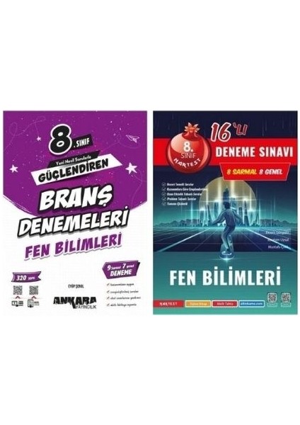 Nartest ve Ankara 8.sınıf Güçlendiren Fen Bilimleri Branş Denemeleri Seti (2 Kitap)