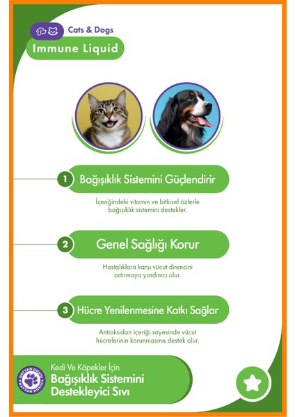Kedi ve Köpek Immune Liquid 50 ml – Sıvı, C Vitaminli