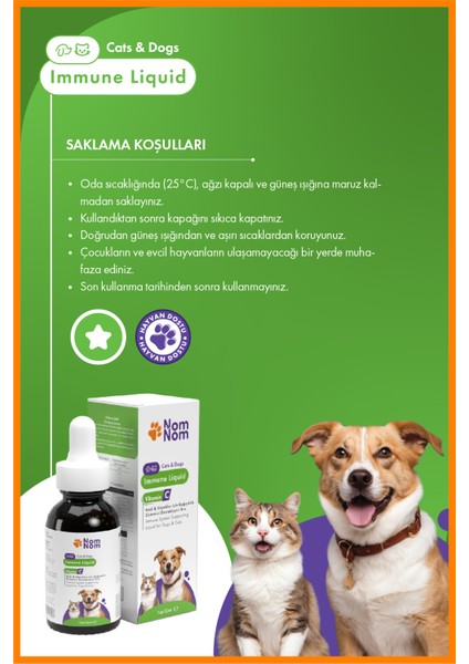 Kedi ve Köpek Immune Liquid 50 ml – Sıvı, C Vitaminli