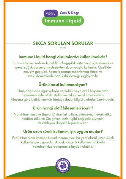 Kedi ve Köpek Immune Liquid 50 ml – Sıvı, C Vitaminli