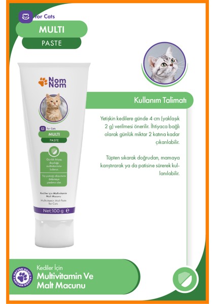 Multi Paste 100 gr – Tüm Kediler İçin Vitamin Malt Macun