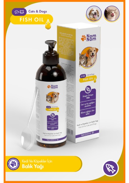 Kedi ve Köpek Fish Oil 200 ml – Omega-3 & 6 Balık Yağı