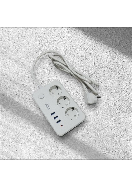 3lü USB Priz 2.1A 3 Adet USB Şarj Çıkışı 2mt Akım Koruma Çocuk Koruması Anahtarlı