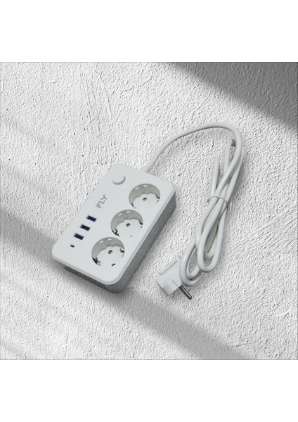 3lü USB Priz 2.1A 3 Adet USB Şarj Çıkışı 2mt Akım Koruma Çocuk Koruması Anahtarlı