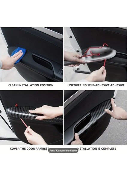 Honda Civic Fc5 Fk7 Type-R Için 2016-2021 Karbon Fiber Kapı Kol Dayama Koruyucu Kapak Trim