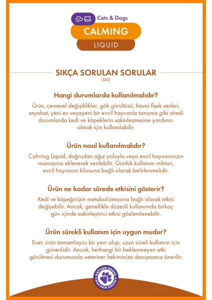 Kedi ve Köpek Calming Liquid 50 ml – Damla,