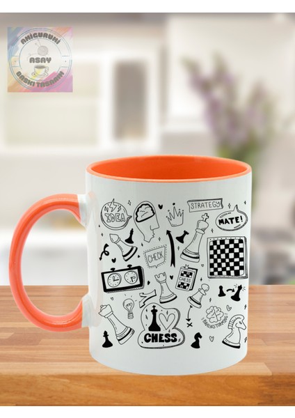Satranç Temalı Kişye Özel Kupa Renkli Bardak