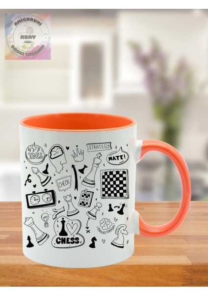 Satranç Temalı Kişye Özel Kupa Renkli Bardak fiyatları