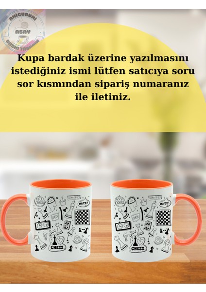 Satranç Temalı Kişye Özel Kupa Renkli Bardak modelleri