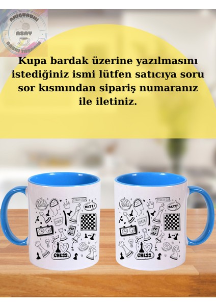 Satranç Temalı Kişiye Özel Kupa Renkli Bardak