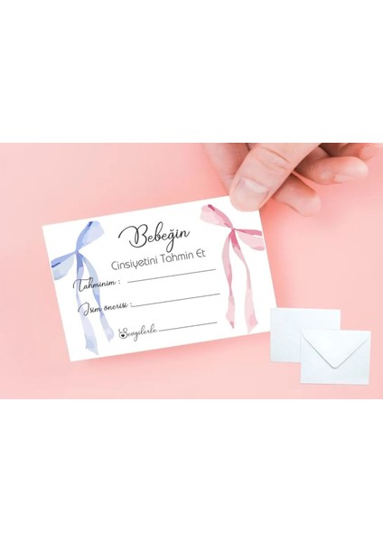 Bebek Cinsiyet Tahmin Kartı 5x8 cm Zarflı 10 Adet
