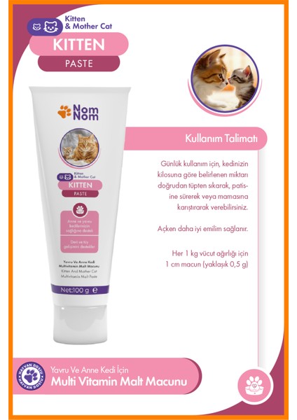 Kitten Paste 100 gr – Yavru ve Anne Kediler İçin Multivitamin ve Malt Macunu