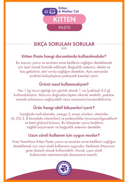 Kitten Paste 100 gr – Yavru ve Anne Kediler İçin Multivitamin ve Malt Macunu