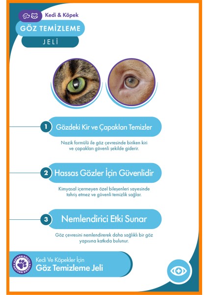 Kedi ve Köpek Göz Temizleme Jeli 60 ml – Çapak ve Kir Temizleme