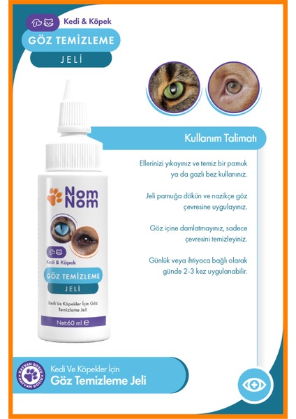 Kedi ve Köpek Göz Temizleme Jeli 60 ml – Çapak ve Kir Temizleme