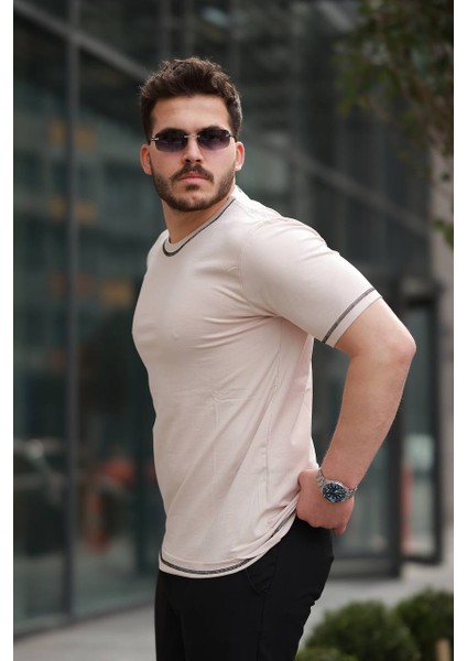 Bisiklet Yaka Karyoka Dikiş Detaylı Basic Tshirt