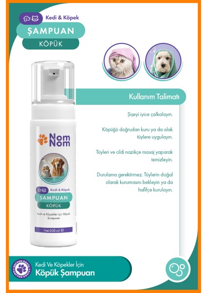 Kedi ve Köpekler İçin Köpük Şampuan 200 ml