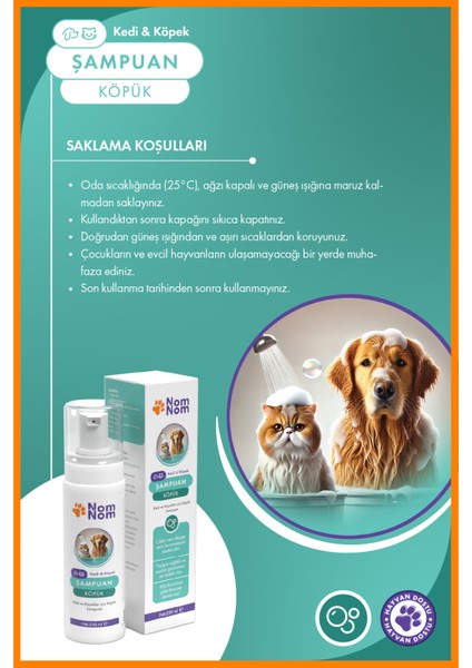 Kedi ve Köpekler İçin Köpük Şampuan 200 ml