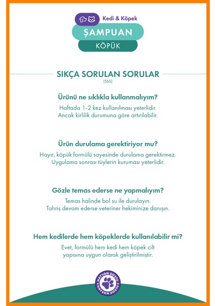 Kedi ve Köpekler İçin Köpük Şampuan 200 ml