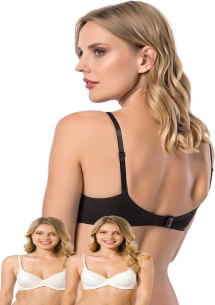 Sütyen 9600 Dolgusuz Boş Telli Balenli B Kap Jasmin 3 Adet Siyah Beyaz Ekru modelleri