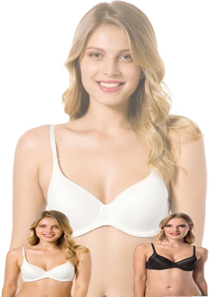 Sütyen 9600 Dolgusuz Boş Telli Balenli B Kap Jasmin 3 Adet Siyah Beyaz Ekru fırsatları