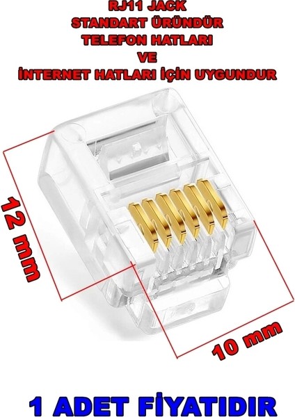 RJ11 Telefon Jakı Plug 6p 6c (Altı Pin Altı Kontak)