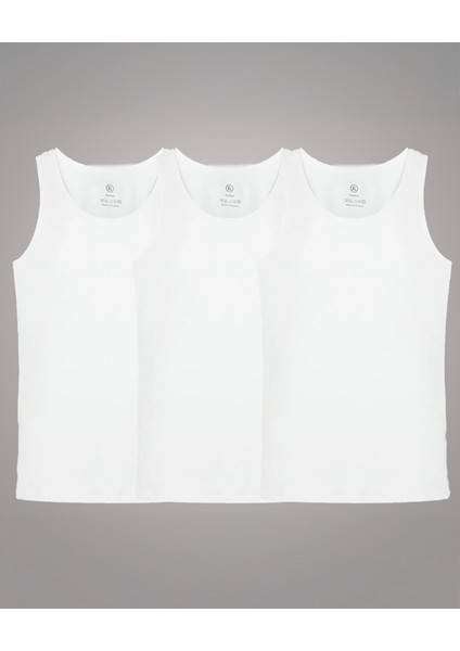 Beyaz Penye Erkek 3'lü Atlet