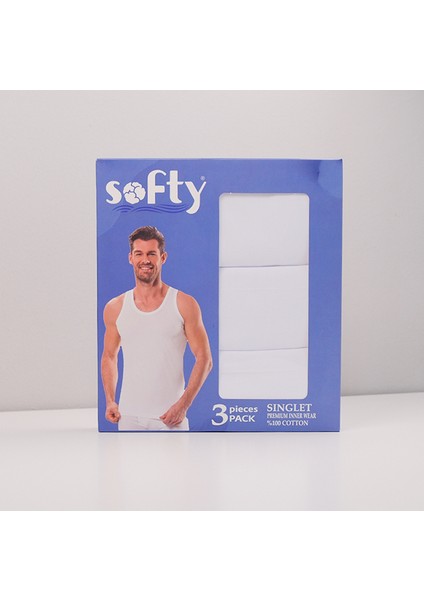 Beyaz Penye Erkek 3'lü Atlet modelleri