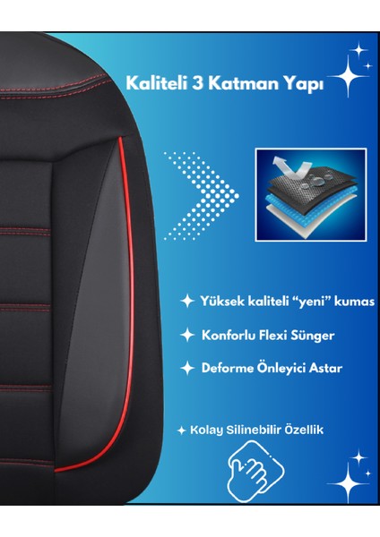 Her Araca Uyumlu Oto Koltuk Kılıfı Seti Tam Takım Flex K Model