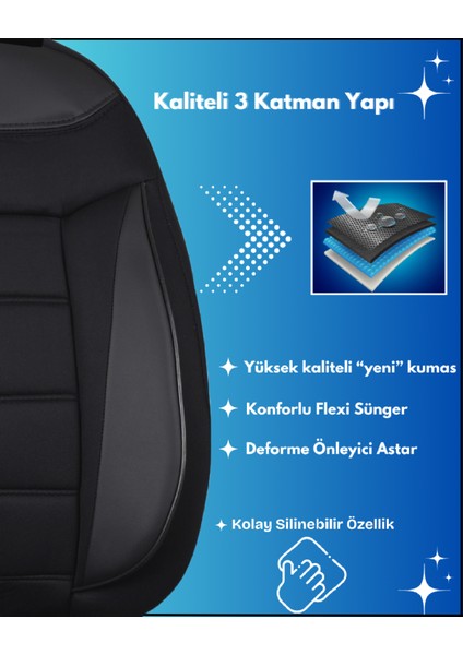 Her Araca Uyumlu Oto Koltuk Kılıfı Seti Tam Takım Flex S Model