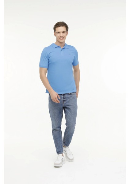 A10149746508010 4m M-CT953 Basıc P.t-Sh 4fx Havacı Mavı Erkek Polo T-Shırt