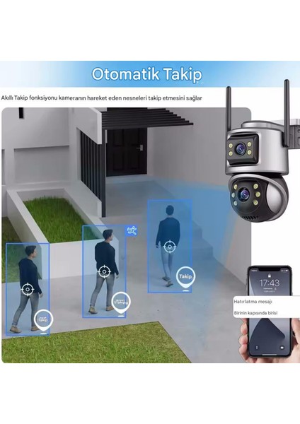 232 Wifi 6mp Dual Lens Ip 360° Güvenlik Kamerası 128 Gb| Hareketli Kablosuz, Gece Görüşü, Kişi Takibi, Türkçe Sesli Görüşme Dış İç Kamera modelleri