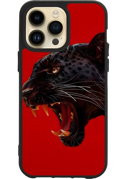 Apple iPhone 15 Pro Max Baskılı ve Glass Korumalı Siyah Renk Silikon Kılıf