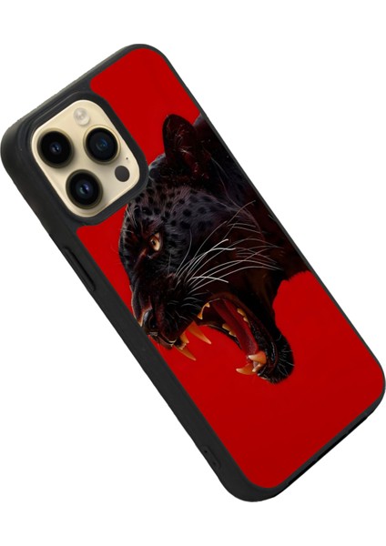 Apple iPhone 15 Pro Max Baskılı ve Glass Korumalı Siyah Renk Silikon Kılıf