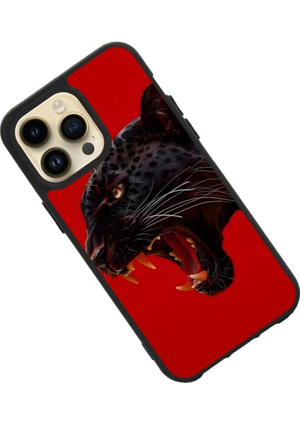 Apple iPhone 15 Pro Max Baskılı ve Glass Korumalı Siyah Renk Silikon Kılıf