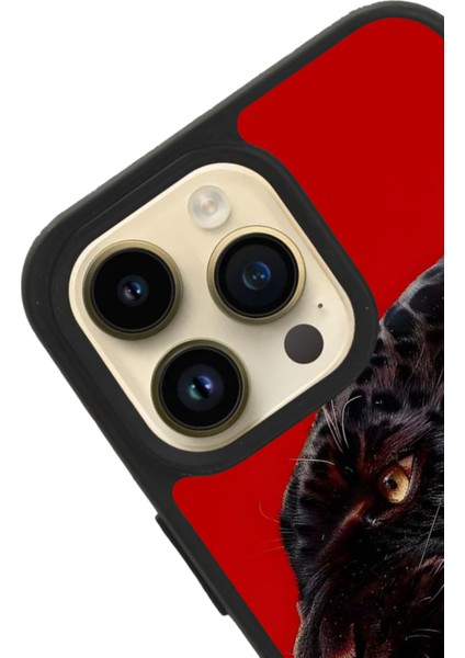 Apple iPhone 15 Pro Max Baskılı ve Glass Korumalı Siyah Renk Silikon Kılıf