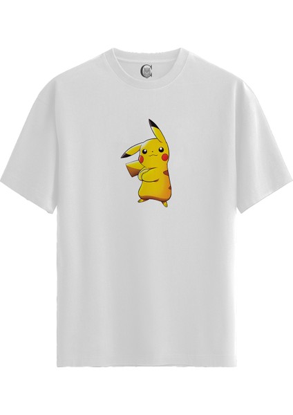 Pikachu Power - Pamuklu Kadın Beyaz Tişört - Premium Quality